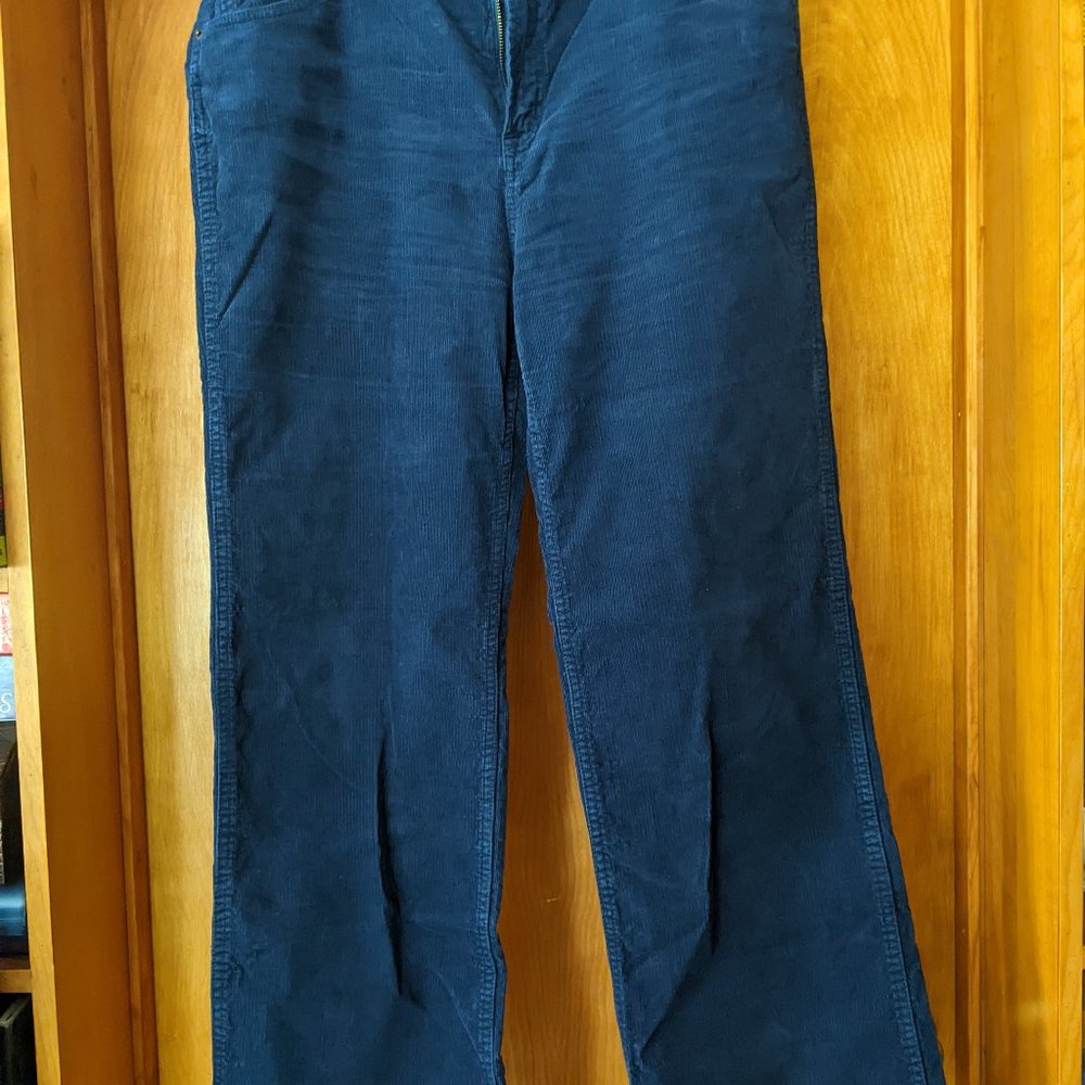 Gap High Rise Wide Leg Navy Blue Corduroy Pockets Pants Size 16